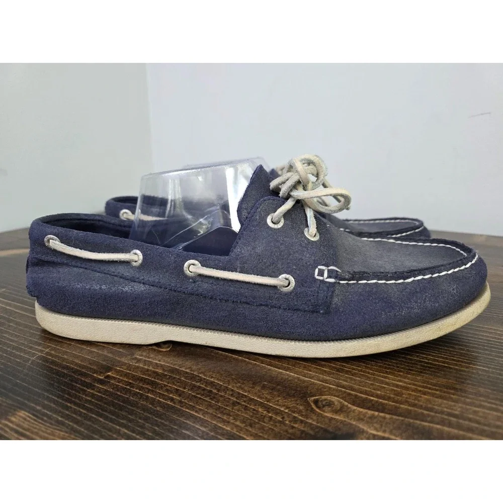 GH Bass & Co Hampton Men's Boat Shoes Size 11.5 Blue Navy Slip On Leather Loafer